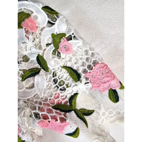 Just Me Womens Exquisite Floral Lace Midi Dress - Size M - Picture 4 of 13